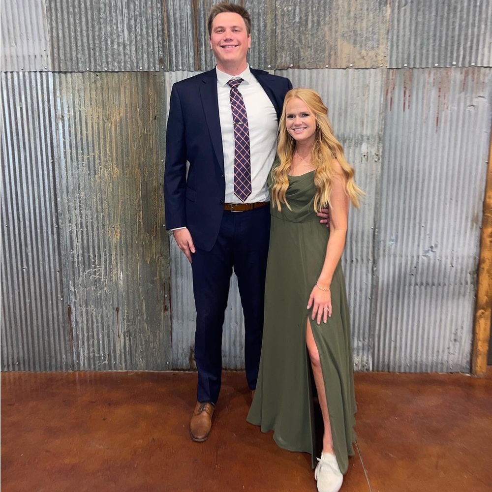 Olive Green Bridesmaid dress; Size 8